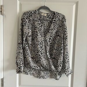 - L’ Agence Wrap Blouse V-Neck Long Sleeve